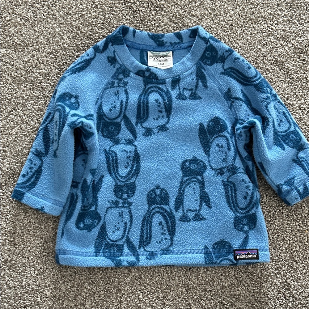 Patagonia Baby Blue Penguin Fleece Pullover 3-6M